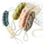AARainbow 4 Packs Long Stretch Back Sponge with Rope Back Scrubber Bath Shower Mesh Sponge Exfoliating Body Scrub Stretch Braided Loofah for Men and Women (C-1 Grey+1 Green+1 Pink+1 Blue)