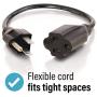 C2G Short 1ft Extension Cord - Works for Devices Up to 10 Amps - Perfect for Low Amp Electronics & Tools - Light & Flexible 18 AWG Cable - 03137 Black
