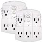 Tower Manufacturing 30440003 Auto-Reset 15 AMP Grounded 3-Prong GFCI 5-Outlet Adapter, White [2 Pack]