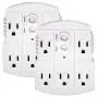 Tower Manufacturing 30440003 Auto-Reset 15 AMP Grounded 3-Prong GFCI 5-Outlet Adapter, White [2 Pack]