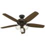 Hunter Builder Plus Indoor Ceiling Fan with LED Lights and Pull Chain Control, 52'', New Bronze
