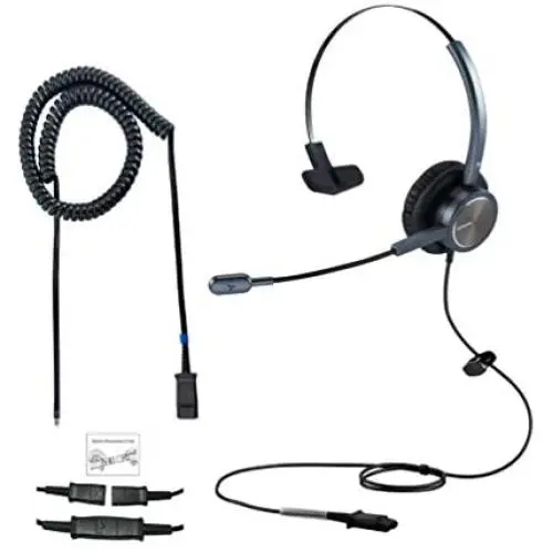 Emaiker Wired Call Center Noise Cancelling Corded Monaural Telephone Headphone for Deskphones U10P-S RJ9 Headset with Mic Mircrophone for Desk Landline Phone IP Phones for Office telemarketing Work