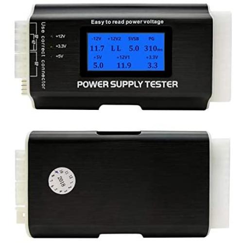 Computer PC Power Supply Tester, ATX/ITX/IDE/HDD/SATA/BYI Connectors Power Supply Tester, 1.8 LCD Screen (Aluminum Alloy Enclosure)