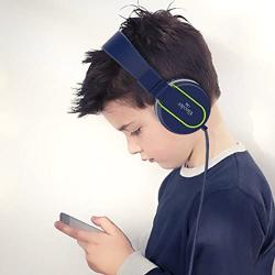 Elecder i36 Kids Headphones Children Girls Boys Teens Foldable Adjustable On Ear Headphones 3.5mm Jack Compatible Cellphones Computer Kindle MP3/4 School Tablet Blue/Green