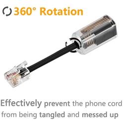 Telephone Cord Detangler, Uvital Anti-Tangle Telephone Handset Cable 360 Degree Rotating Landline Swivel Cord Untangler Black (4 Pack)