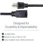 StarTech.com 6 Ft Power Cord with 125 Volts at 13 Amps - 16 AWG Power Extension Cable Cord - NEMA 5-15R to NEMA 5-15P (PAC1016)