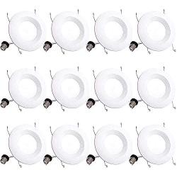 Bbounder Lighting 12 Pack 5/6 Inch LED Recessed Downlight, Baffle Trim, Dimmable, 12.5W=100W, 2700K Soft White, 950 LM, Damp Rated, Simple Retrofit Installation - UL + Energy Star No Flicker
