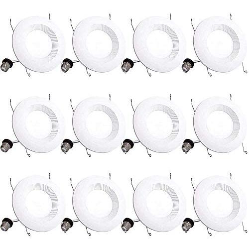 Bbounder Lighting 12 Pack 5/6 Inch LED Recessed Downlight, Baffle Trim, Dimmable, 12.5W=100W, 2700K Soft White, 950 LM, Damp Rated, Simple Retrofit Installation - UL + Energy Star No Flicker