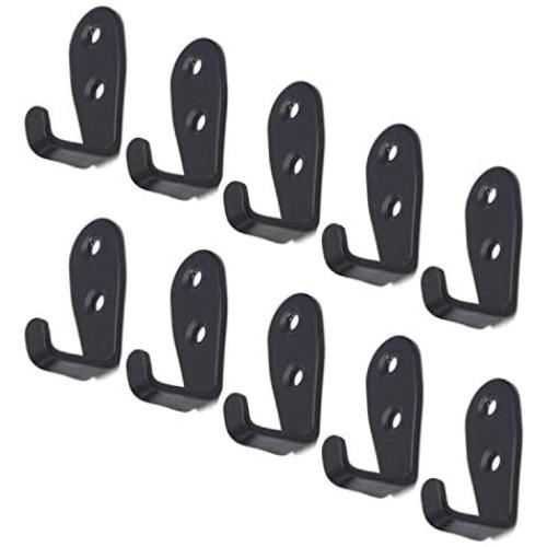 Antrader 10 Pack Stainless Steel Bathroom Garage Hook, Storage Organizer Hook, Rustproof Coat Hooks, Wall Mount Hooks, Robe Towel Hooks, Wide Flat Holding Arms, 2.0 x 0.8inch, Matte Black Finish