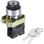 uxcell 22mm 2 Position Key Locking Push Button Switch with Keys Black NO