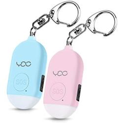 YDO Safe Personal Alarm, 130db Personal Safety Alarm Siren Song for Women Keychain with USB Rechargeable, LED Flashlight, Emergency Self Defense Safe Sound for Kids & Elderly 2 Pack (Blue&Pink)