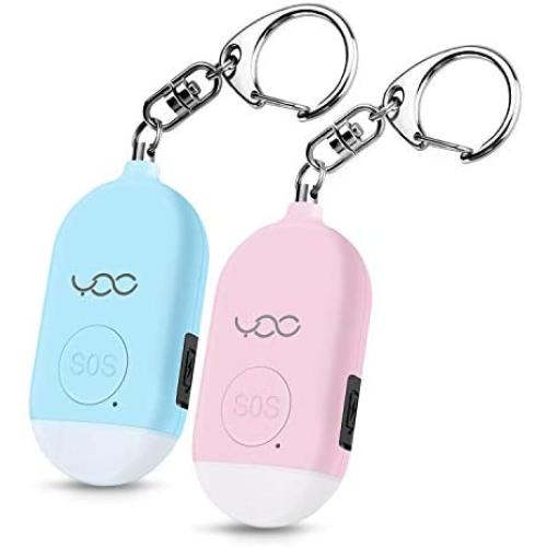 YDO Safe Personal Alarm, 130db Personal Safety Alarm Siren Song for Women Keychain with USB Rechargeable, LED Flashlight, Emergency Self Defense Safe Sound for Kids & Elderly 2 Pack (Blue&Pink)