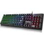 NPET K10 Gaming Keyboard USB Wired Floating Keyboard, Quiet Ergonomic Water-Resistant Mechanical Feeling Keyboard, Ultra-Slim Rainbow LED Backlit Keyboard for Desktop, Computer, PC