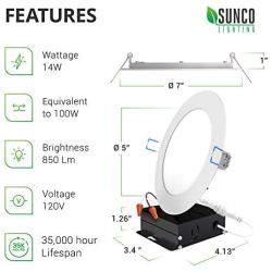 Sunco Lighting 24 Pack 6 Inch Slim LED Downlight with Junction Box, 14W=100W, 850 LM, Dimmable,6000K Daylight Deluxe, Recessed Jbox Fixture, Simple Retrofit Installation - ETL
