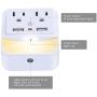 USB Wall Charger, Outlet Adapter, POWRUI 2-Pack Surge Protector(1080 Joules) with Dual USB Charger Ports(2.4A Total), Dual Outlet Extender and Dusk-to-Dawn Sensor Night Light, White, ETL Certified