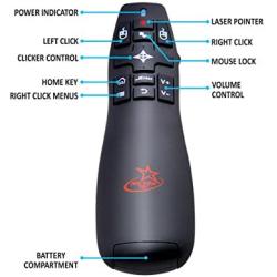 Wireless Powerpoint Presentation Remote Clicker and Keynote Presenter with Wireless Mouse (PR-820) from Red Star Tec
