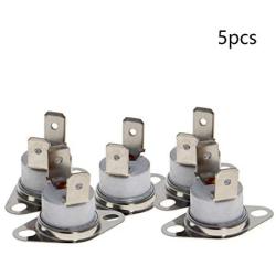 Fielect 5Pcs KSD301 Thermostat 165°C/329°F Normally Closed N.C Snap Disc Limit Control Thermal Switch Microwave Thermostat Silver Tone Bent Feet