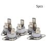 Fielect 5Pcs KSD301 Thermostat 165°C/329°F Normally Closed N.C Snap Disc Limit Control Thermal Switch Microwave Thermostat Silver Tone Bent Feet
