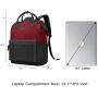 BRINCH Laptop Backpack 15.6 Inch Wide Open Computer Backpack Laptop Bag College Rucksack Water Resistant Business Travel Backpack Casual Daypack with USB Charging Port for Women Men,Black-Red