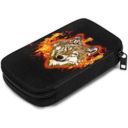 Hxuedan Ice and Fire Wolf Head The Data Cable Storage Bag is A Portable and Independent Design SuitableVFor Travelers to Place The Data Cable, Earphone and Electronic Product Data Cable Storage Bag