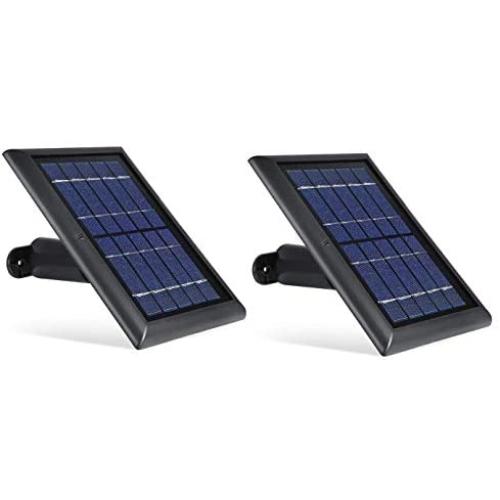 Wasserstein Solar Panel Compatible with Ring Spotlight Cam Battery & All-New Ring Stick Up Cam Battery - Power Your Ring Surveillance Camera continuously with 2W 5V Charging (2 Pack, Black)