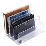 Acrylic File Organizer, Clear Folder Sorter, Desk, Office, Letter, Notebook, Electronics, Purse, Palette, Book, Holder, 4 Sections, Lucite, 9-Inch Wide x 7-Inch Deep x 7-Inch High.