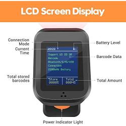 Tera 2D Barcode Scanner with Display Screen & Charging Base Patent No. 007825195-0003 1D 2D QR Bar Code Reader Work with Bluetooth & 2.4G Wireless for Warehouse Inventory