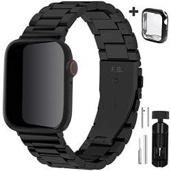 Fullmosa Compatible Apple Watch Band 38mm 40mm 42mm 44mm, Stainless Steel Metal For Apple Watch Bands, 38mm 40mm Black