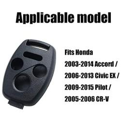2 Pack Replacement Keyless Entry Key Fob Case Fits Honda 2003-2012 Accord/ 2006-2013 Civic EX/ 2009-2015 Pilot/ 2005-2006 CR-V Shell Remote Control Key Combo 4 Buttons Replacement Car Key Shell Casing