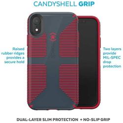 Speck Products CandyShell Grip iPhone XR Case, Charcoal Grey/Dark Poppy Red