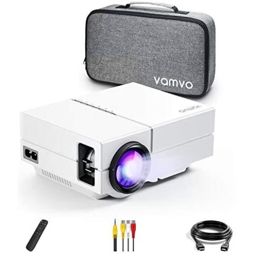 Vamvo Portable Projector, Movie Projector Support 1080P 200'' Display, Compatible with Fire TV Stick/PS4, Projector for Outdoor Movies for Phone with HDMI, VGA, SD/TF, AV, USB