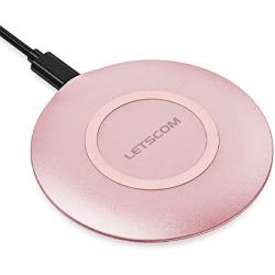 LETSCOM Ultra Slim Wireless Charger, Qi-Certified 15W Max Fast Wireless Charging Pad, Compatible with iPhone 12/11/11 Pro/XS Max/XR/XS/X/8/8+, Galaxy Note 10/Note 10+/S10/S10+/S10E (No AC Adapter)