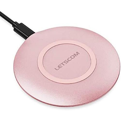 LETSCOM Ultra Slim Wireless Charger, Qi-Certified 15W Max Fast Wireless Charging Pad, Compatible with iPhone 12/11/11 Pro/XS Max/XR/XS/X/8/8+, Galaxy Note 10/Note 10+/S10/S10+/S10E (No AC Adapter)