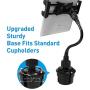 Macally 2 in 1 Phone & Tablet Car Mount for Cup Holder - Flexible 12” Gooseneck and 360° Rotating Base - Phone, Tablet, & iPad Holder for Car - Fits Devices up to 8” Wide