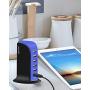 Aduro 40W 6-Port USB Desktop Charging Station Hub Wall Charger for iPhone iPad Tablets Smartphones with Smart Flow (Black/Blue)