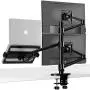 viozon Monitor and Laptop Mount, 3-in-1 Adjustable Triple Monitor Arm Desk Mounts, Dual Desk Arm Stand/Holder for 17 to 27 Inch LCD Computer Screens, Extra Tray Fits 12 to 17 inch Laptops (OL-10T-B)