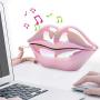 Lip Shape Electroplating Pink Telephone, Support Number Storage WX‑3016 Fashionable Landline Telephone, Home Desk Telephone Corded Phone for Birthday for Loved One, Friend (Pink)
