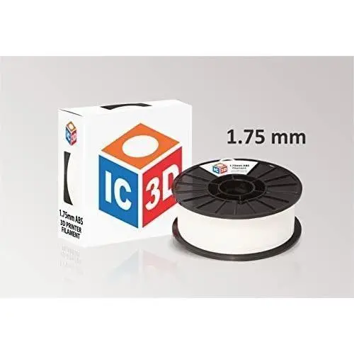 IC3D White 1.75mm ABS 3D Printer Filament - 1kg Spool - Dimensional Accuracy +/- 0.05mm - Professional Grade 3D Printing Filament - Made in USA