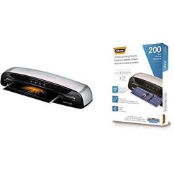 Fellowes 5736601 Laminator Saturn3i 125, 12.5 inch, Rapid 1 Minute Warm-up Laminating Machine, with Laminating Pouches Kit & Thermal Laminating Pouches, 3 mil, 200 Pack - 5743401