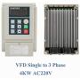 VFD Single to 3 Phase,4kW 220V AC Single-phase Variable Frequency Drive Inverter, VFD Speed Controller Inverter for 3-phase Motor