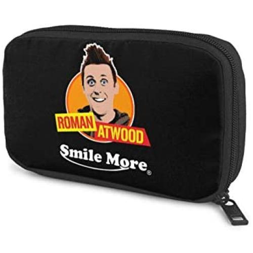 Hxuedan Roman Atwood Smile More Data Cable Storage Bag Portable and independently Designed Storage Box, Suitable for Outdoor Travel to Place Data Cable Electronic Products, etc.
