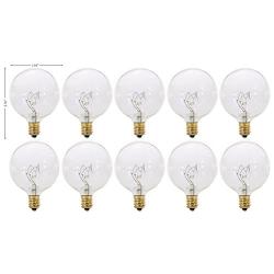 (Pack of 10) G16.5 Decorative (E12) Candelabra Base Globe Shape 120V G16 1/2 Light Bulbs (Clear, 25 Watt)