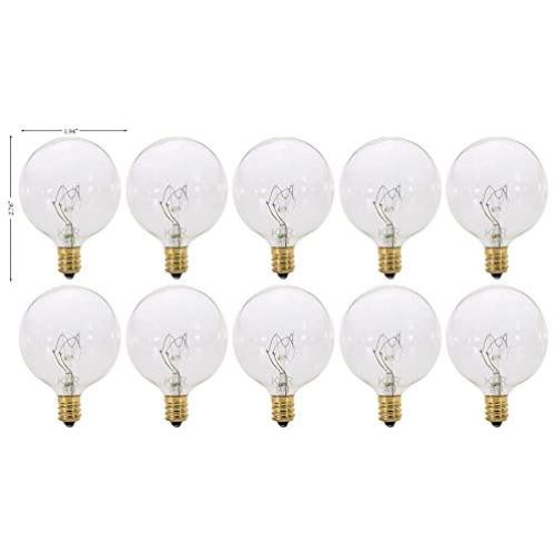 (Pack of 10) G16.5 Decorative (E12) Candelabra Base Globe Shape 120V G16 1/2 Light Bulbs (Clear, 25 Watt)