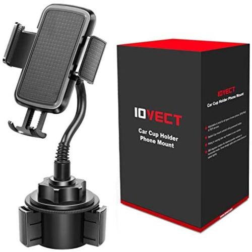IOVECT Car Cup Holder Phone Mount with Long Flexible Neck for iPhone Xs Max/XS/x/8/7/6 Samsung Galaxy S6/S7/S8/Note8/Note9/s9