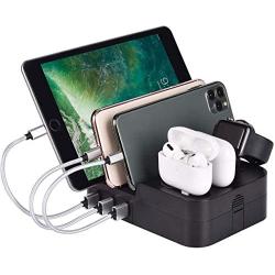 Iootmoy 6 Port USB Charging Station Multi Device USB Charging Dock Station HUB Desktop Charger Stand Organizer Compatible for iPhone ipad Airpods iwatch Kindle Tablet Multiple Devices