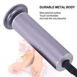 Electronic Foot File (Adjustable Speed) with 60pcs Replacement Sandpaper Disk, Powerful Electric Callus Remover Pedicure Tool for Men Women Dead Hard Dry Skin (Silver Gray)