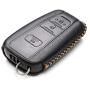 Vitodeco Genuine Leather Remote Key Fob Case Cover Protector with Key Chain for 2019 Toyota Corolla Hatchback, Rav 4, Avalon, Camry, Prius, C-HR (3 Buttons, Black)