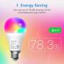Smart Light Bulb, meross Smart WiFi LED Bulbs Works with Alexa, Google Home, Dimmable E26 Multicolor 2700K-6500K RGB, 810 Lumens 60W Equivalent, No Hub Required (4)