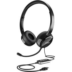 Mpow USB Headset (All-Platform Edition) with 3.5mm Jack, Stereo Computer Headset with Microphone Noise-Canceling, Skype Headphones w/Comfort-fit Earpad, Inline Volume Control for PC/Laptop/Cell Phone