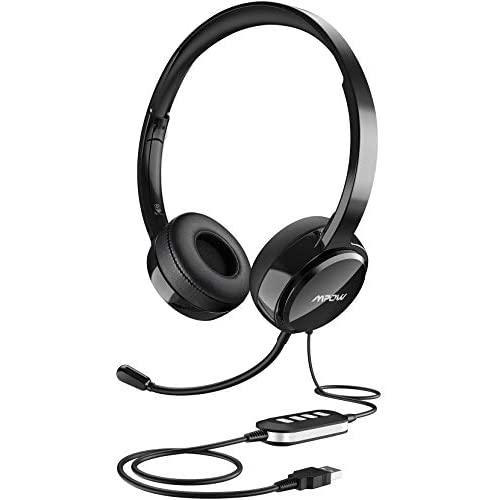 Mpow USB Headset (All-Platform Edition) with 3.5mm Jack, Stereo Computer Headset with Microphone Noise-Canceling, Skype Headphones w/Comfort-fit Earpad, Inline Volume Control for PC/Laptop/Cell Phone
